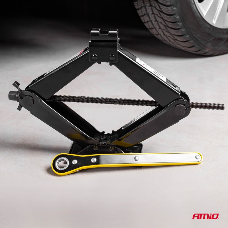 Cric Trapezoidal cu actionare manuala, capacitate ridicare 2000 kg, cu clichet si manusi de lucru - AVX-AM02479 - AMIO