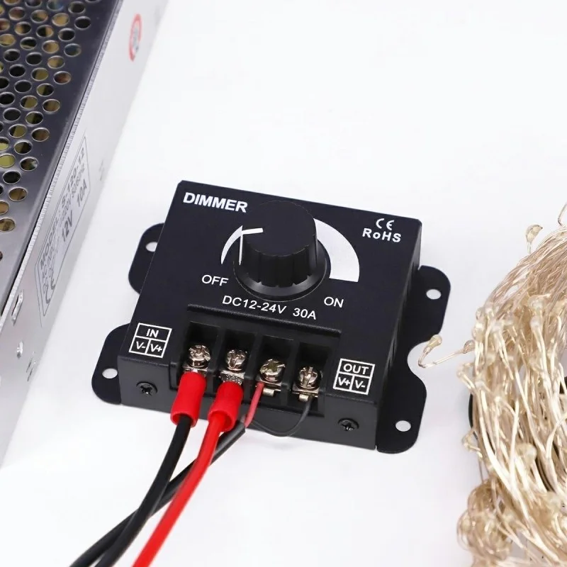 Dimmer LED cu reglaj manual, 12V - 24V, 360W - 720W, 30A Dimmer LED cu reglaj manual, 12V - 24V, 360W - 720W, 30A