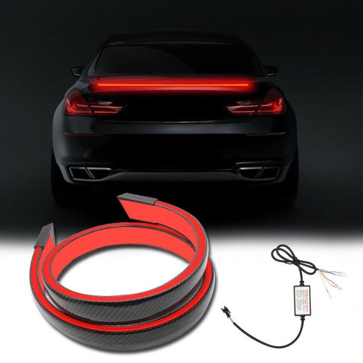 Eleron auto cu lampa stop frana suplimentara pentru autoturisme, 12V, 120cm, Carbon - AVX-T160921-2 - AVEX