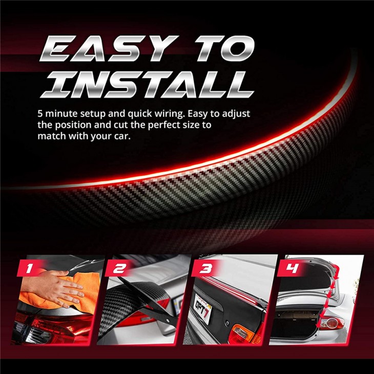 Eleron auto cu lampa stop frana suplimentara pentru autoturisme, 12V, 120cm, Carbon - AVX-T160921-2 - AVEX