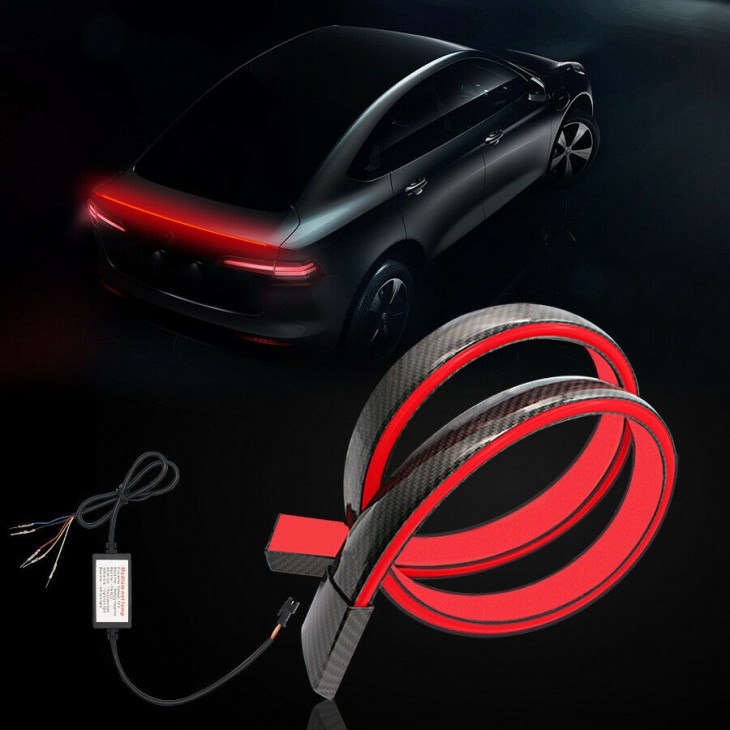 Eleron auto cu lampa stop frana suplimentara pentru autoturisme, 12V, 120cm, Carbon - AVX-T160921-2 - AVEX