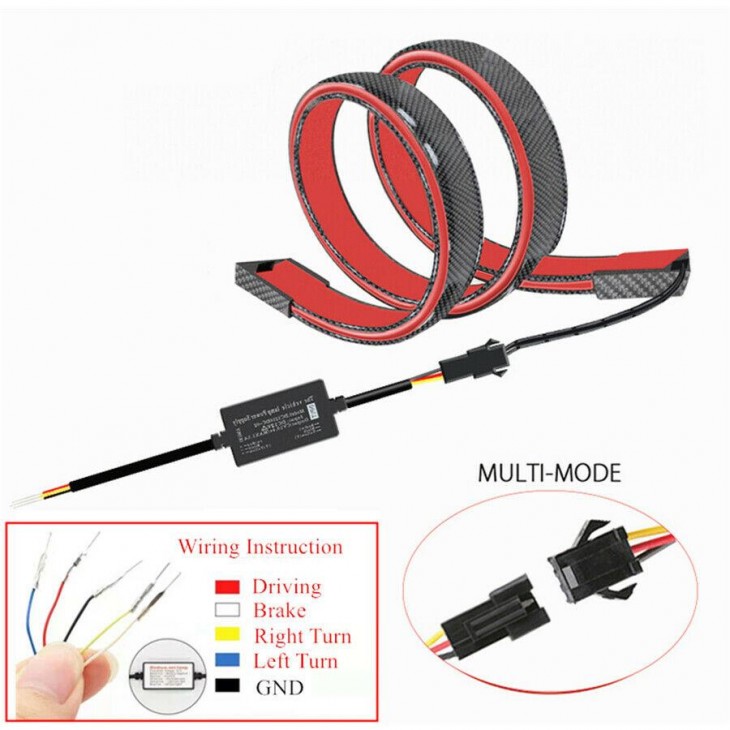 Eleron auto cu lampa stop frana suplimentara pentru autoturisme, 12V, 120cm, Carbon - AVX-T160921-2 - AVEX