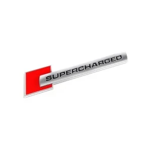 Emblema auto model SUPERCHARGED, reliefata 3D, dimensiune 10 x 1 cm