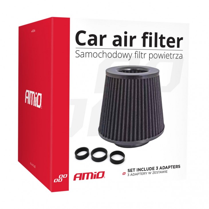 Filtru de aer conic negru cu 3 adaptoare - AVX-AM02546 - AMIO