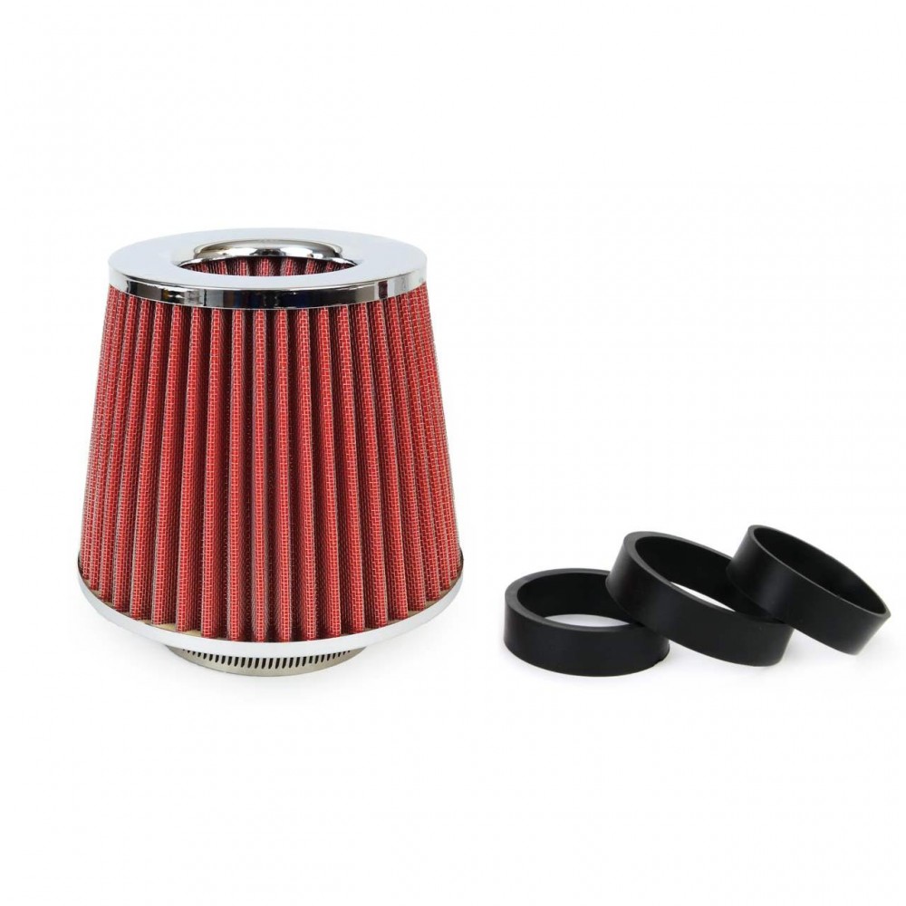 Filtru de aer conic rosu + chrome  cu 3 adaptoare - AVX-AM01282 - AMIO