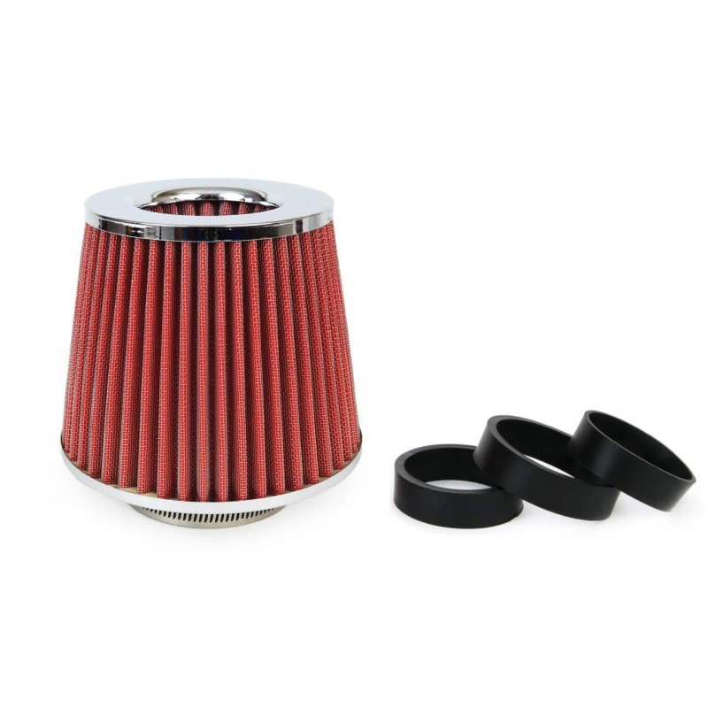 Filtru de aer conic rosu + chrome  cu 3 adaptoare - AVX-AM01282 - AMIO