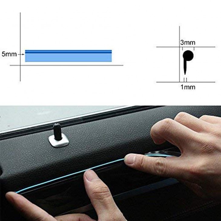 Fir Neon Auto EL Wire culoare Albastru, lungime 5M, alimentare 12V, droser inclus - AVX-ELW-5M-B - AVEX