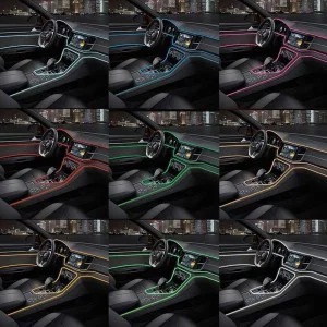 Fir Neon Auto EL Wire culoare Albastru, lungime 5M, alimentare 12V, droser inclus