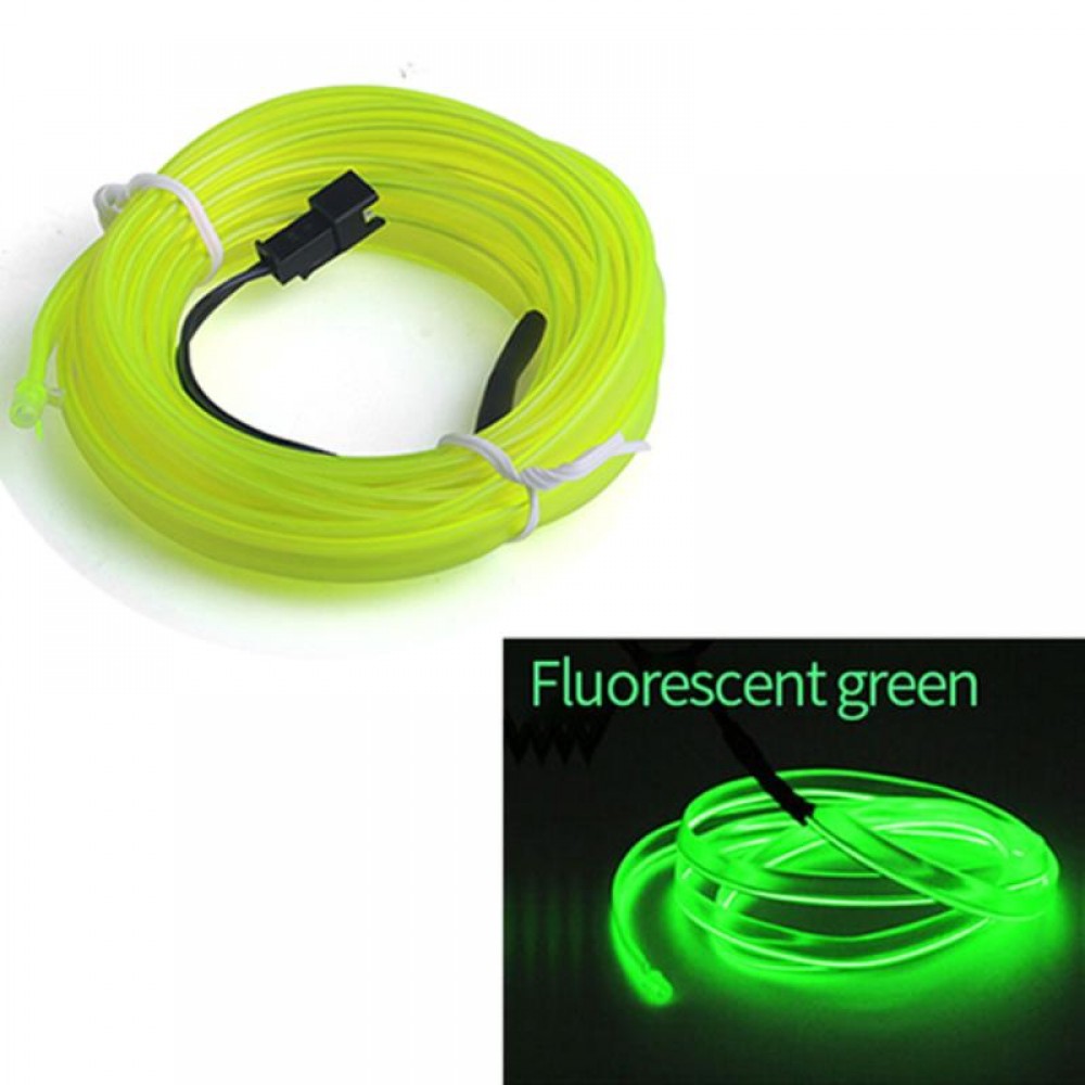 Fir Neon Auto EL Wire culoare Verde Fluorescent, lungime 5M, alimentare 12V, droser inclus - AVX-ELW-5M-FG - AVEX