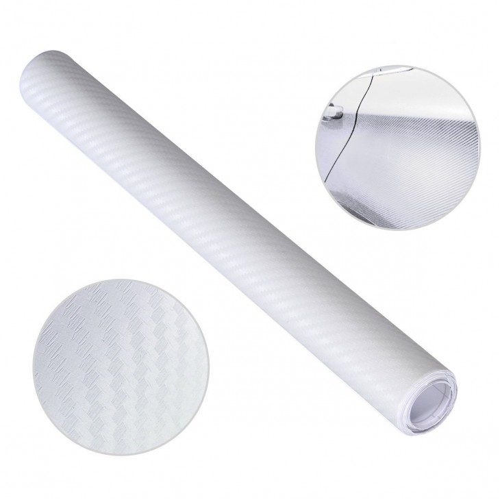 Folie colantare auto Carbon 3D - Alb (3m x 1,27m) - AVX-T1603 - AVEX