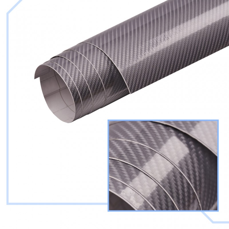 Folie colantare auto Carbon 5D Lacuit Argintiu (3,0m x 1,52m)