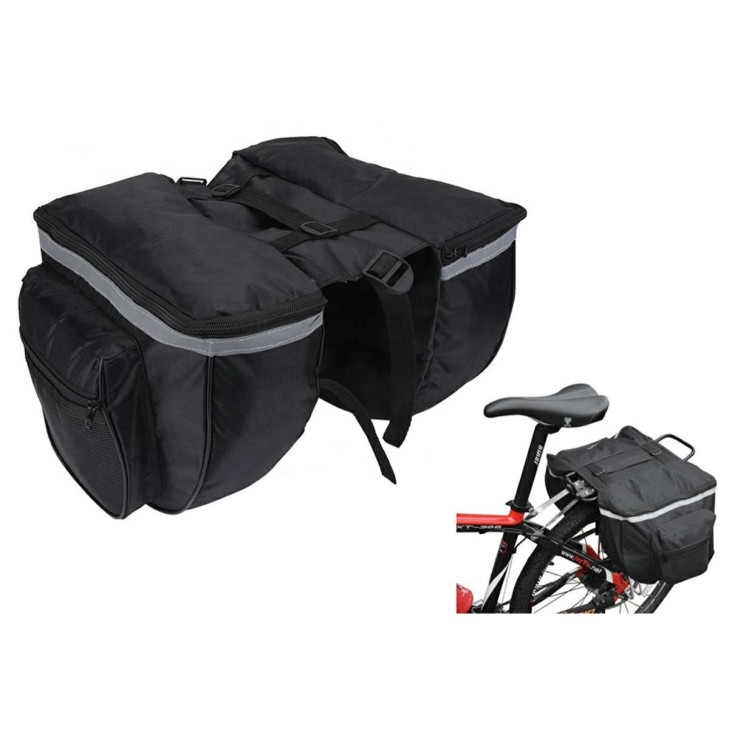 Geanta de transport negra pentru bicicleta cu 4 compartimente AVX-RW1