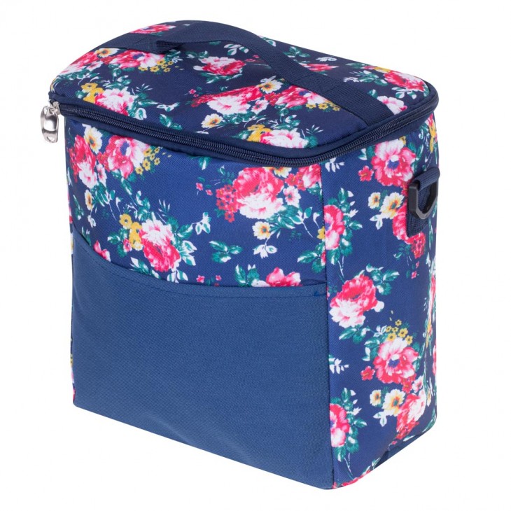 Geanta termoizolanta pentru picnic sau plaja, capacitate 11l, culoare Albastra cu flori - AVX-KX4985 - AVEX