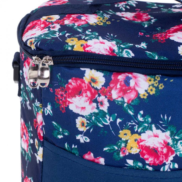Geanta termoizolanta pentru picnic sau plaja, capacitate 11l, culoare Albastra cu flori - AVX-KX4985 - AVEX