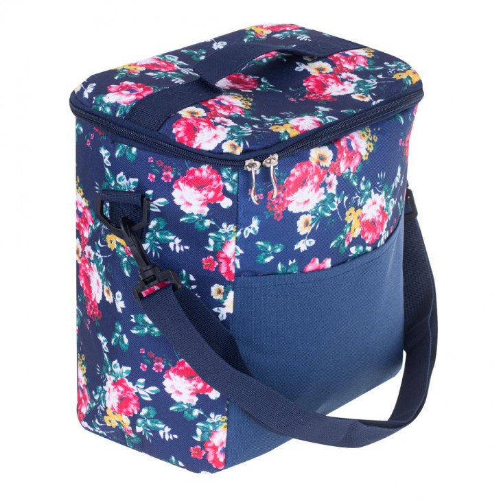 Geanta termoizolanta pentru picnic sau plaja, capacitate 11l, culoare Albastra cu flori - AVX-KX4985 - AVEX