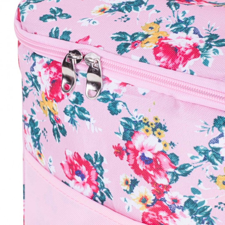 Geanta termoizolanta pentru picnic sau plaja, capacitate 11l, culoare Roz cu flori - AVX-KX4985_1 - AVEX