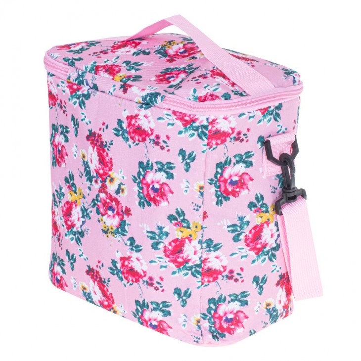 Geanta termoizolanta pentru picnic sau plaja, capacitate 11l, culoare Roz cu flori - AVX-KX4985_1 - AVEX