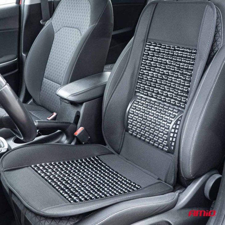 Husa scaun auto cu bile de masaj si suport lombar, dimensiuni 110 x 46 cm, culoare Neagra - AVX-AM03644 - AMIO