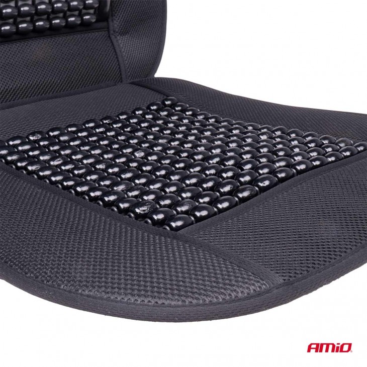 Husa scaun auto cu bile de masaj si suport lombar, dimensiuni 110 x 46 cm, culoare Neagra - AVX-AM03644 - AMIO