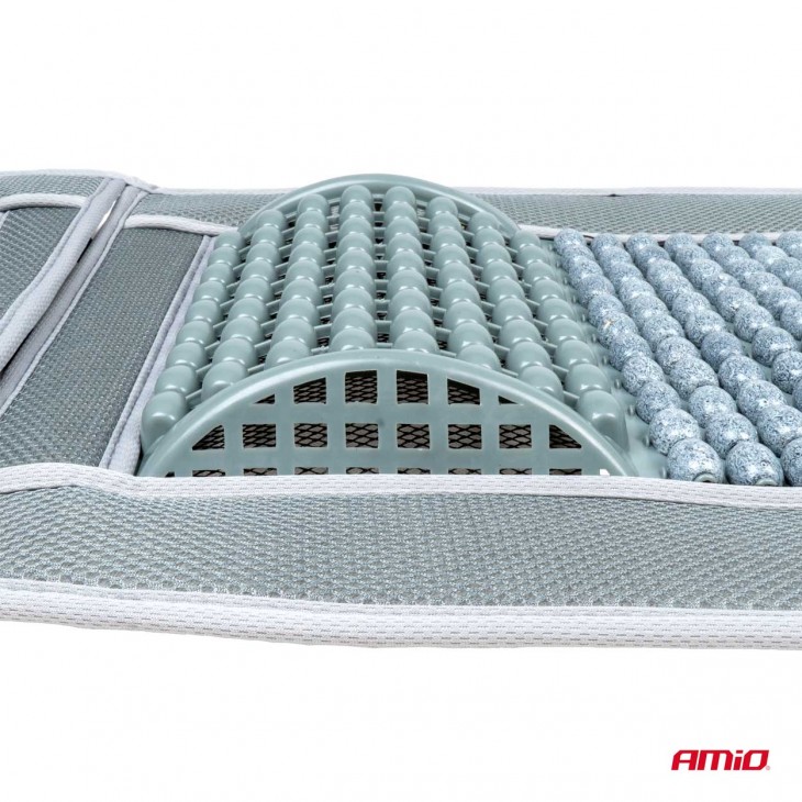Husa scaun auto cu bile de masaj si suport lombar, dimensiuni 97 x 44 cm, culoare Gri - AVX-AM03641 - AMIO