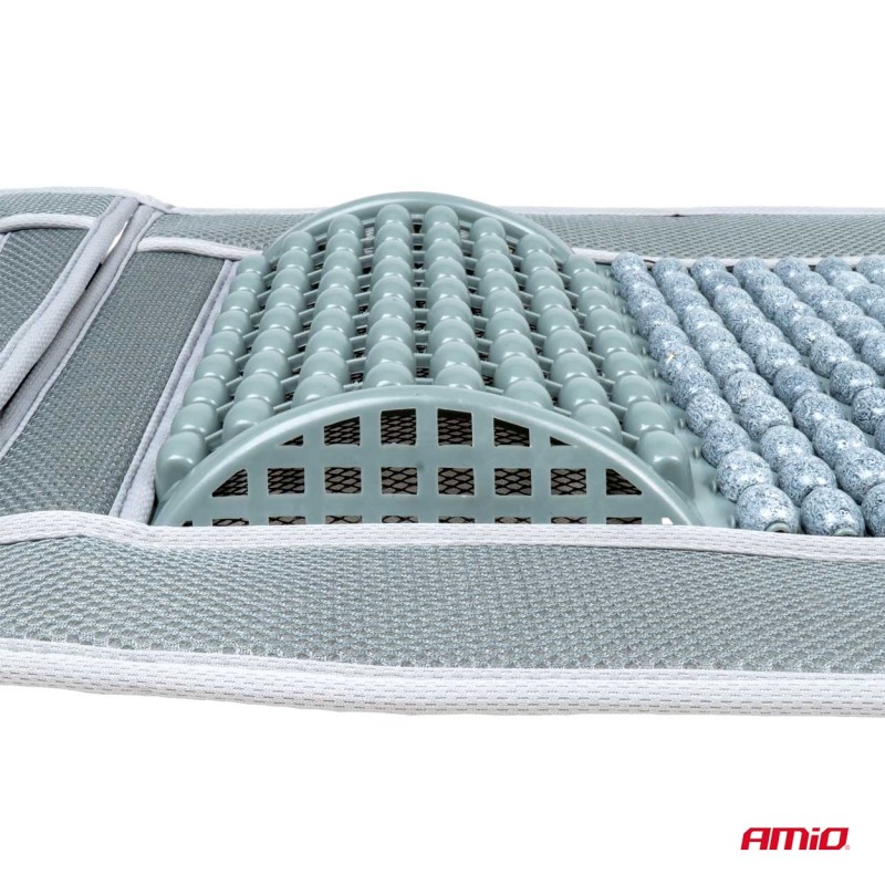 Husa scaun auto cu bile de masaj si suport lombar, dimensiuni 97 x 44 cm, culoare Gri - AVX-AM03641 - AMIO
