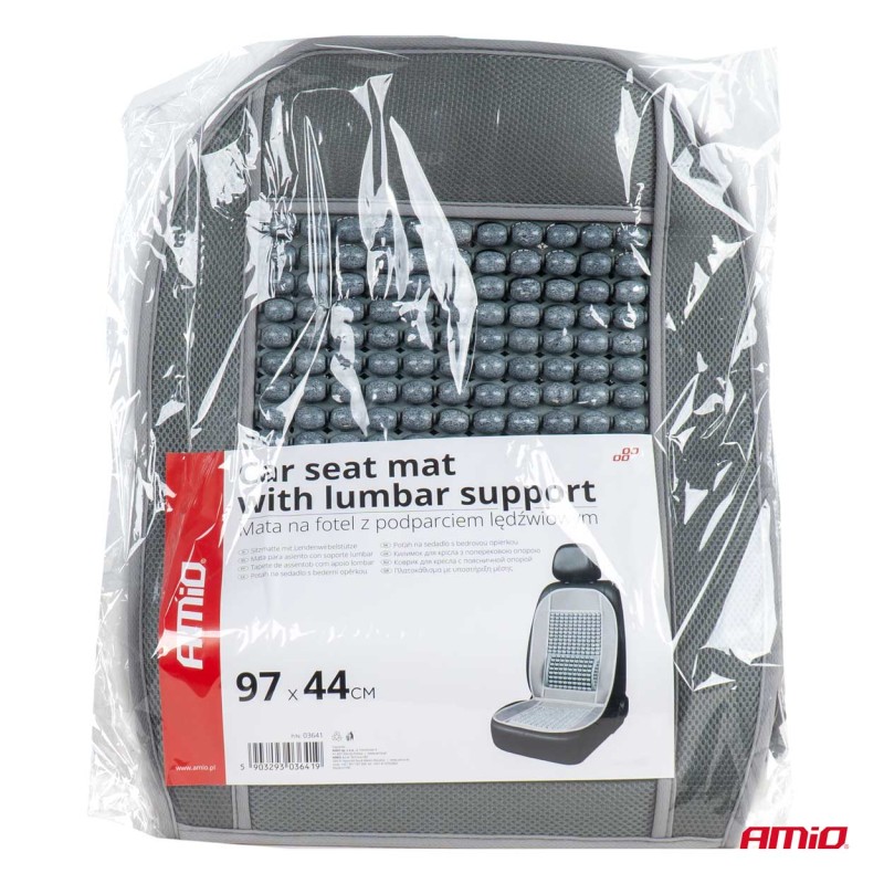 Husa scaun auto cu bile de masaj si suport lombar, dimensiuni 97 x 44 cm, culoare Gri - AVX-AM03641 - AMIO