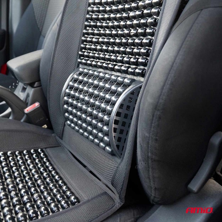 Husa scaun auto cu bile de masaj si suport lombar, dimensiuni 97 x 44 cm, culoare Neagra - AVX-AM03642 - AMIO
