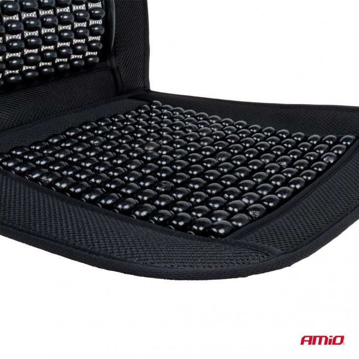 Husa scaun auto cu bile de masaj si suport lombar, dimensiuni 97 x 44 cm, culoare Neagra - AVX-AM03642 - AMIO