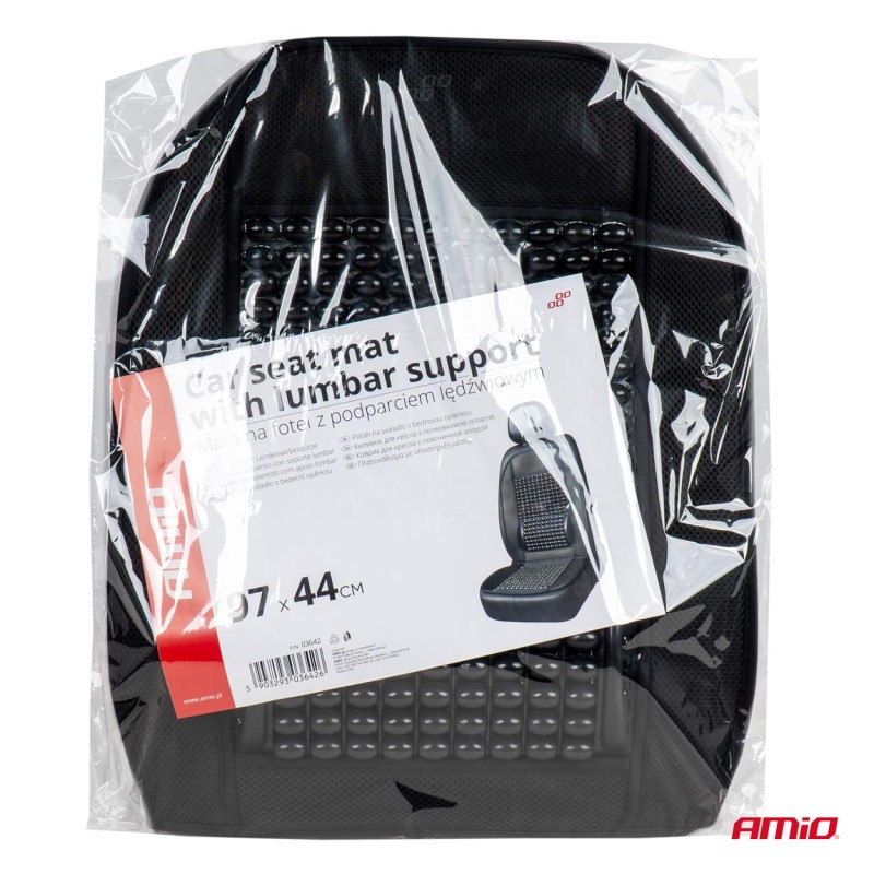 Husa scaun auto cu bile de masaj si suport lombar, dimensiuni 97 x 44 cm, culoare Neagra - AVX-AM03642 - AMIO