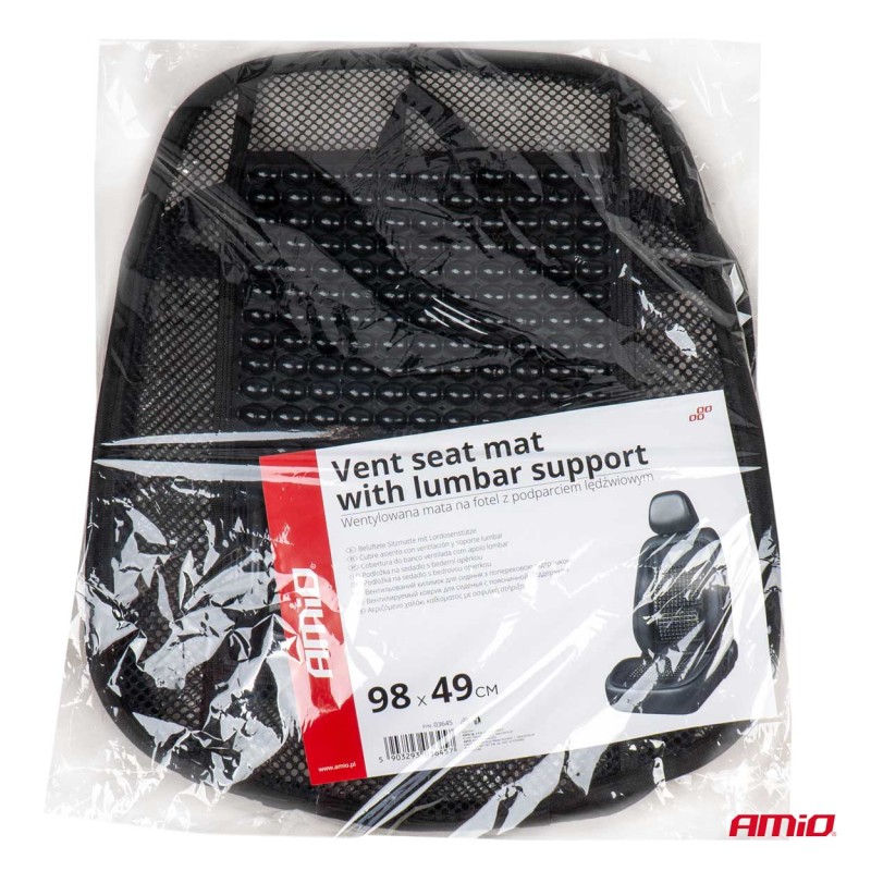Husa scaun auto cu bile de masaj si suport lombar, dimensiuni 98 x 49 cm, culoare Neagra - AVX-AM03645 - AMIO