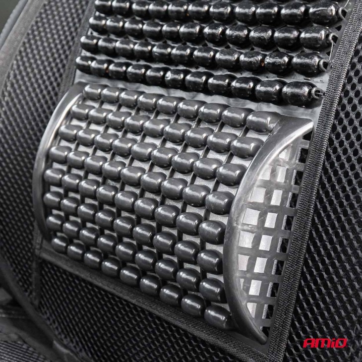 Husa scaun auto cu bile de masaj, suport lombar si tetiera, dimensiuni 125 x 52 cm, culoare Neagra - AVX-AM03646 - AMIO