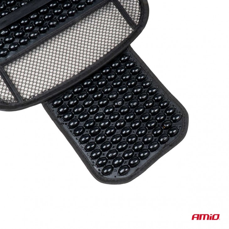 Husa scaun auto cu bile de masaj, suport lombar si tetiera, dimensiuni 125 x 52 cm, culoare Neagra - AVX-AM03646 - AMIO