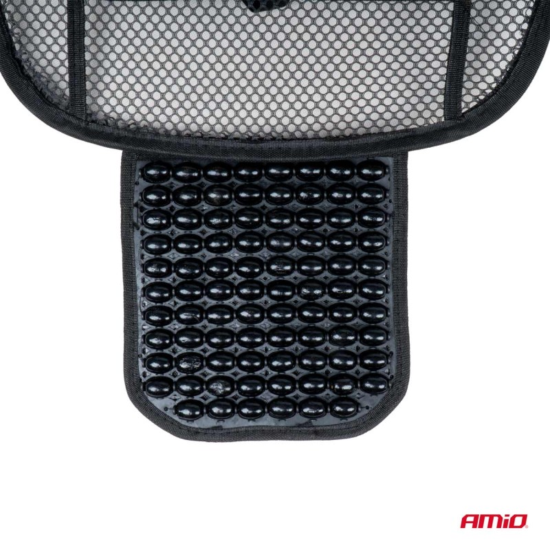 Husa scaun auto cu bile de masaj, suport lombar si tetiera, dimensiuni 125 x 52 cm, culoare Neagra - AVX-AM03646 - AMIO