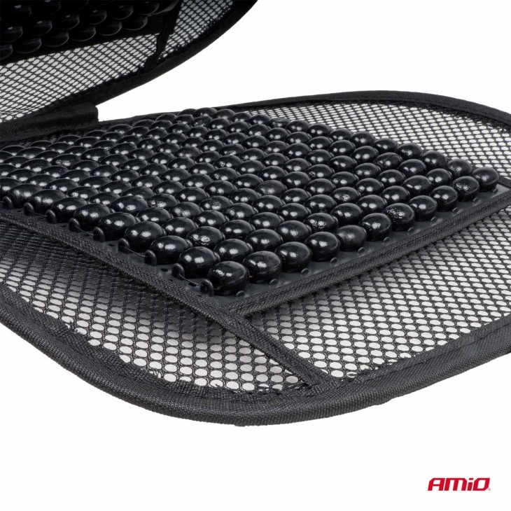 Husa scaun auto cu bile de masaj, suport lombar si tetiera, dimensiuni 125 x 52 cm, culoare Neagra - AVX-AM03646 - AMIO