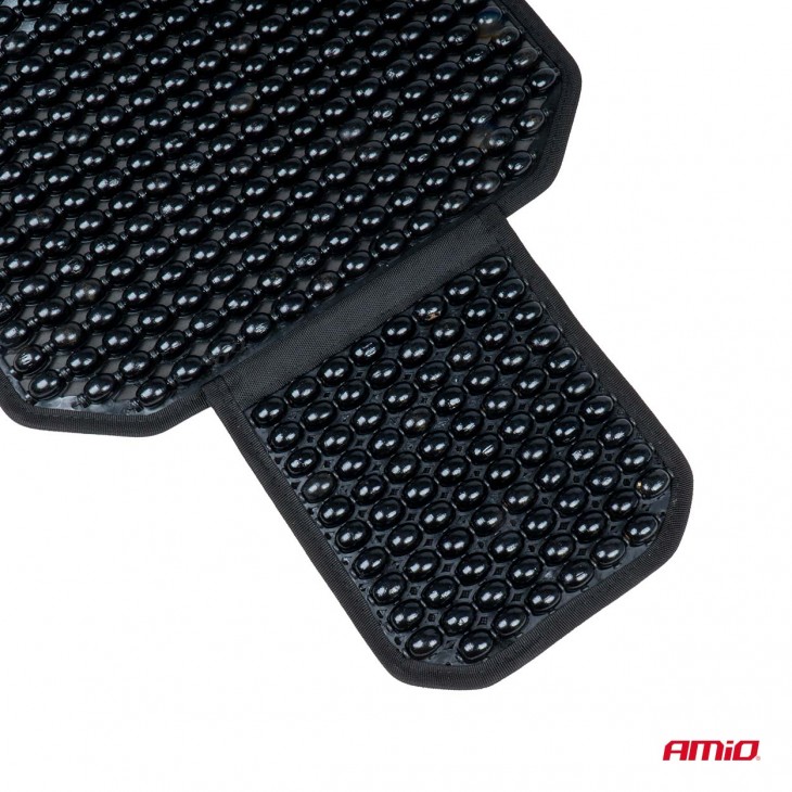 Husa scaun auto cu bile de masaj, suport lombar si tetiera, dimensiuni 126 x 44 cm, culoare Neagra - AVX-AM03650 - AMIO