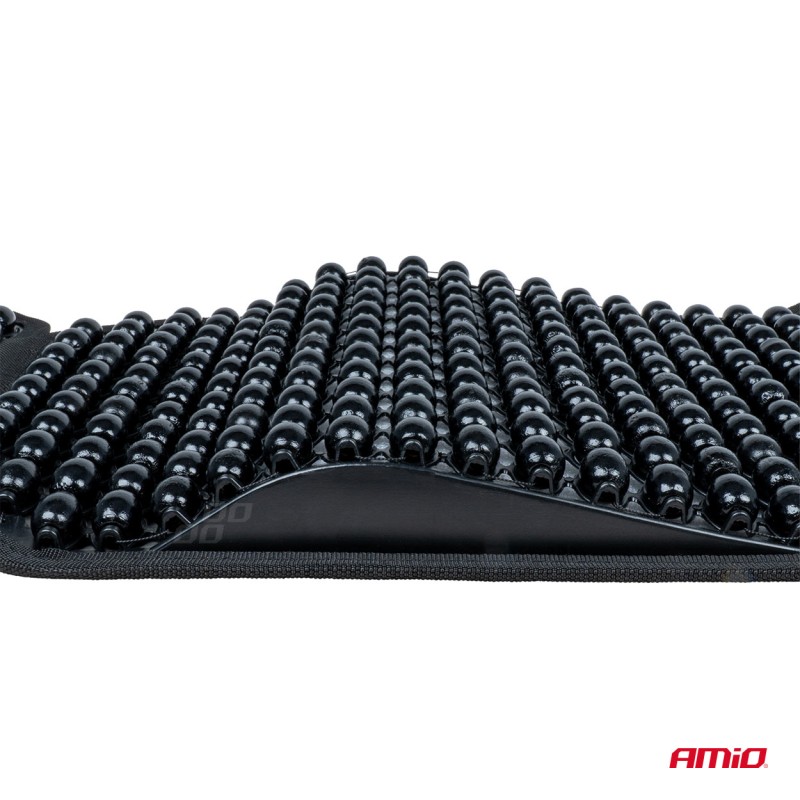 Husa scaun auto cu bile de masaj, suport lombar si tetiera, dimensiuni 126 x 44 cm, culoare Neagra - AVX-AM03650 - AMIO