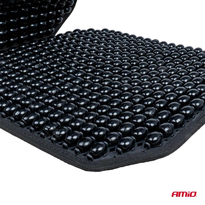 Husa scaun auto cu bile de masaj, suport lombar si tetiera, dimensiuni 126 x 44 cm, culoare Neagra - AVX-AM03650 - AMIO