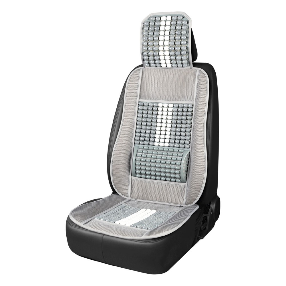 Husa scaun auto cu bile de masaj, suport lombar si tetiera, dimensiuni 131 x 46 cm, culoare Gri - AVX-AM03647 - AMIO