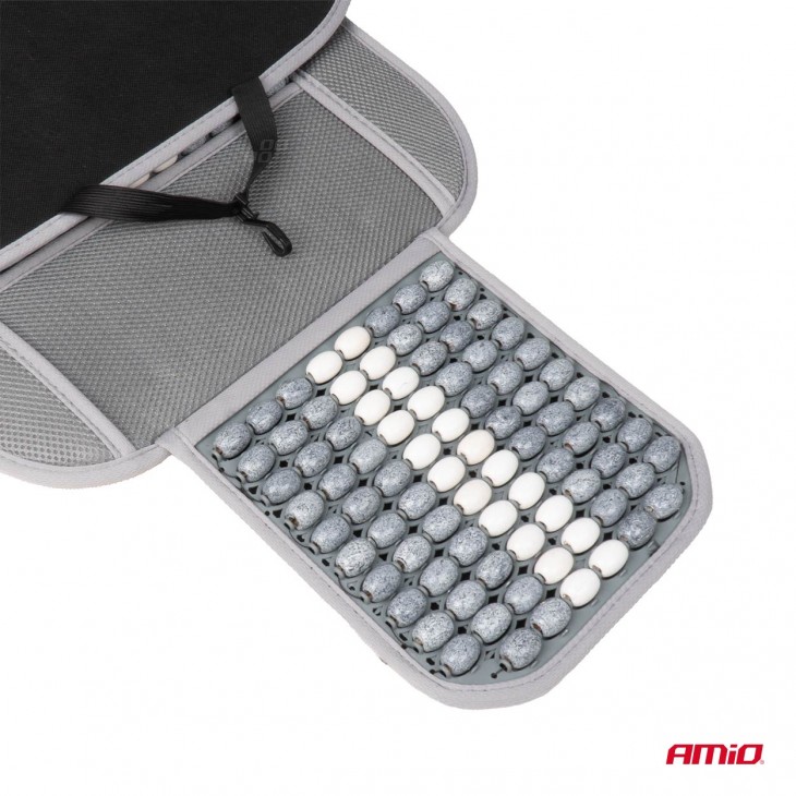 Husa scaun auto cu bile de masaj, suport lombar si tetiera, dimensiuni 131 x 46 cm, culoare Gri - AVX-AM03647 - AMIO