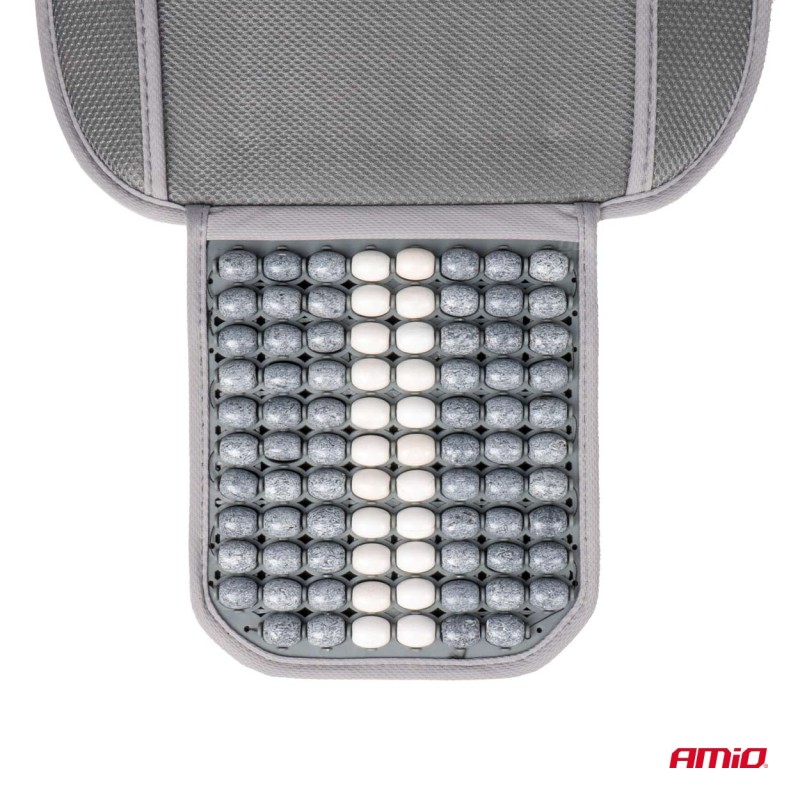 Husa scaun auto cu bile de masaj, suport lombar si tetiera, dimensiuni 131 x 46 cm, culoare Gri - AVX-AM03647 - AMIO