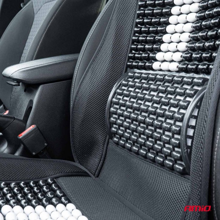 Husa scaun auto cu bile de masaj, suport lombar si tetiera, dimensiuni 131 x 46 cm, culoare Neagra - AVX-AM03648 - AMIO