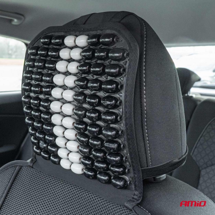 Husa scaun auto cu bile de masaj, suport lombar si tetiera, dimensiuni 131 x 46 cm, culoare Neagra - AVX-AM03648 - AMIO