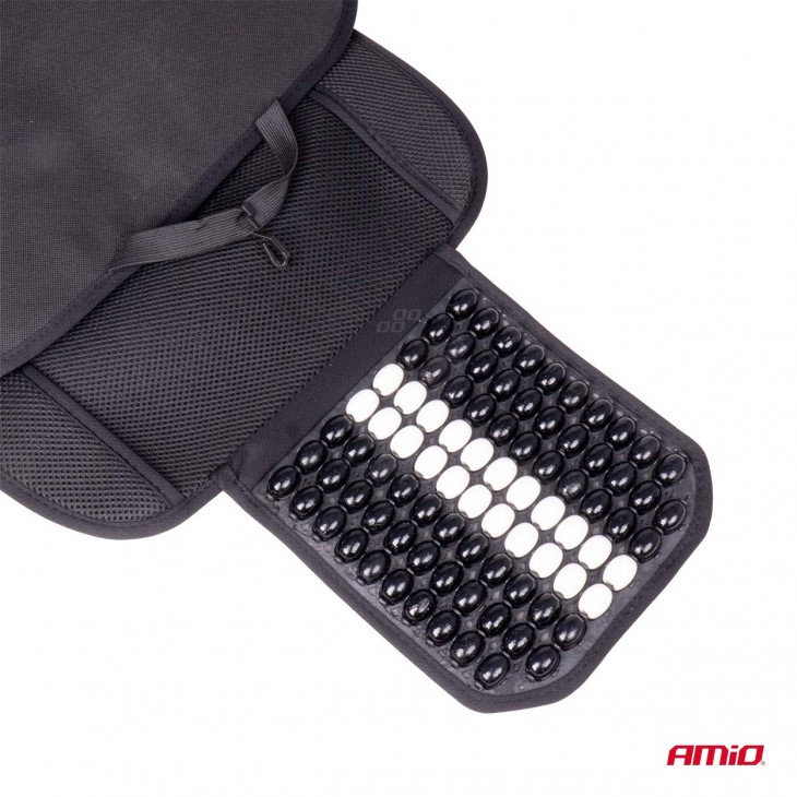 Husa scaun auto cu bile de masaj, suport lombar si tetiera, dimensiuni 131 x 46 cm, culoare Neagra - AVX-AM03648 - AMIO