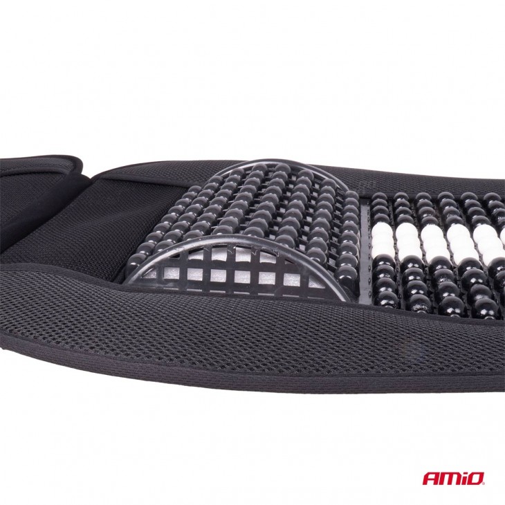Husa scaun auto cu bile de masaj, suport lombar si tetiera, dimensiuni 131 x 46 cm, culoare Neagra - AVX-AM03648 - AMIO