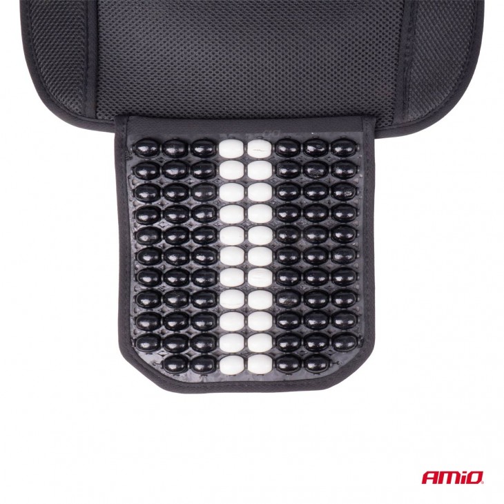 Husa scaun auto cu bile de masaj, suport lombar si tetiera, dimensiuni 131 x 46 cm, culoare Neagra - AVX-AM03648 - AMIO