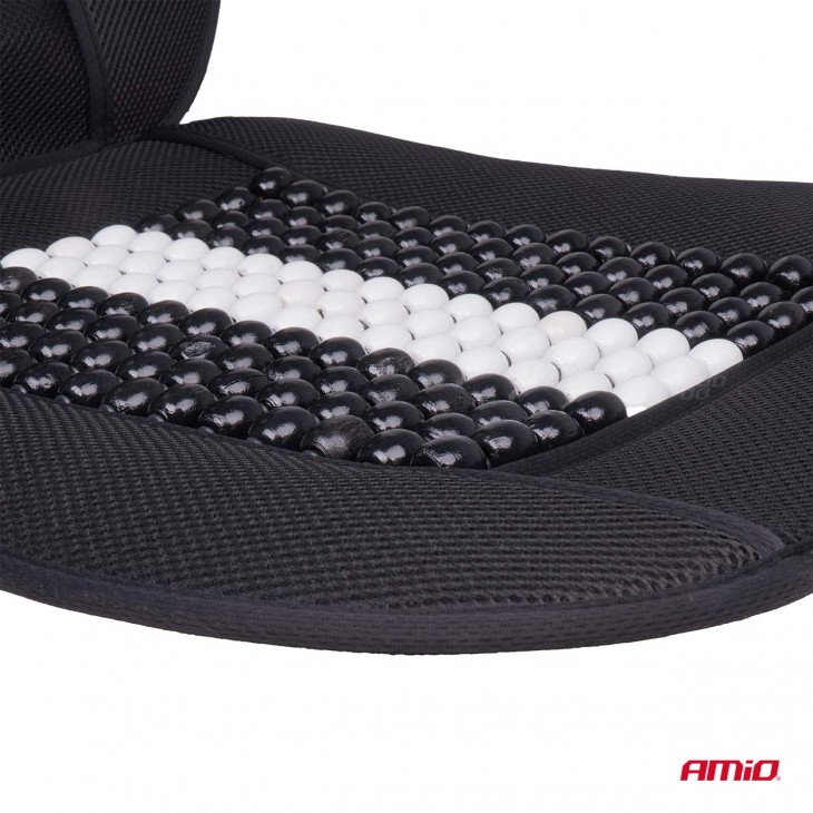 Husa scaun auto cu bile de masaj, suport lombar si tetiera, dimensiuni 131 x 46 cm, culoare Neagra - AVX-AM03648 - AMIO