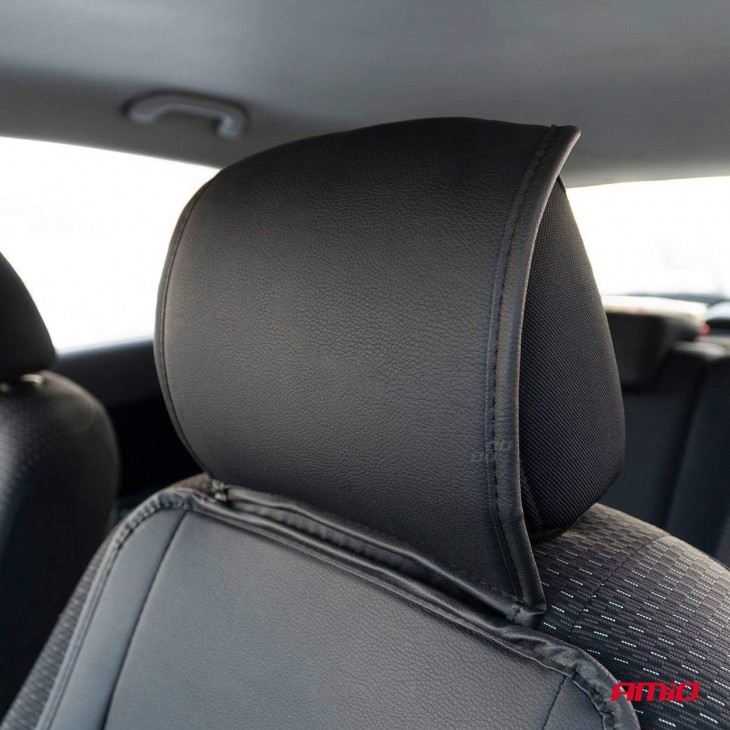 Husa scaun auto cu bile de masaj, suport lombar si tetiera, dimensiuni 147 x 68 cm, culoare Neagra - AVX-AM03649 - AMIO