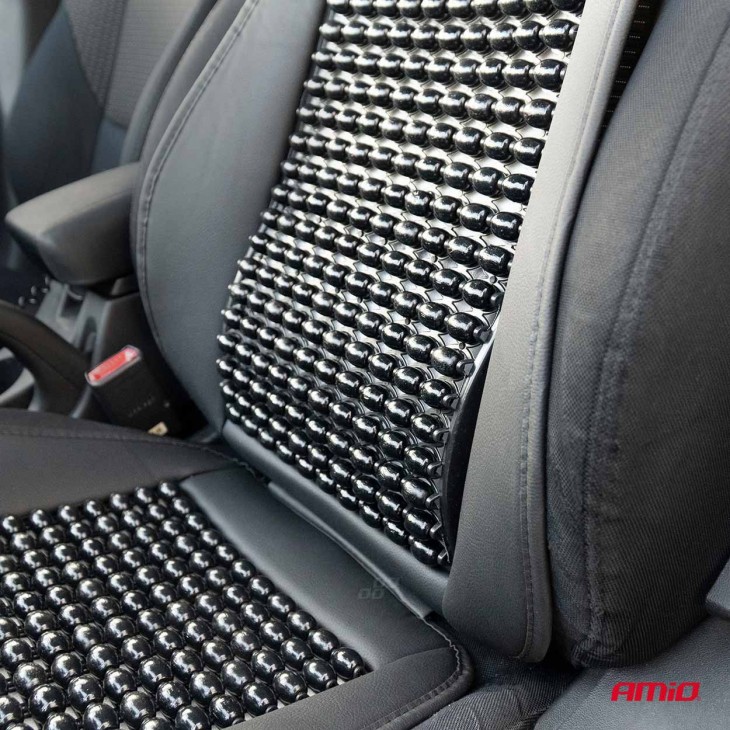 Husa scaun auto cu bile de masaj, suport lombar si tetiera, dimensiuni 147 x 68 cm, culoare Neagra - AVX-AM03649 - AMIO