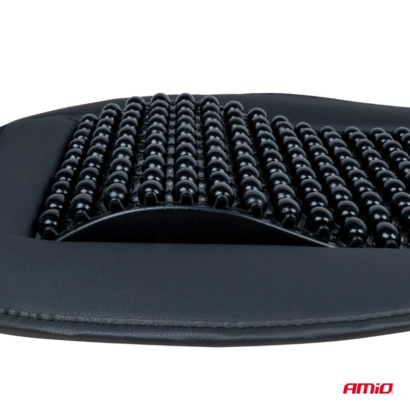 Husa scaun auto cu bile de masaj, suport lombar si tetiera, dimensiuni 147 x 68 cm, culoare Neagra