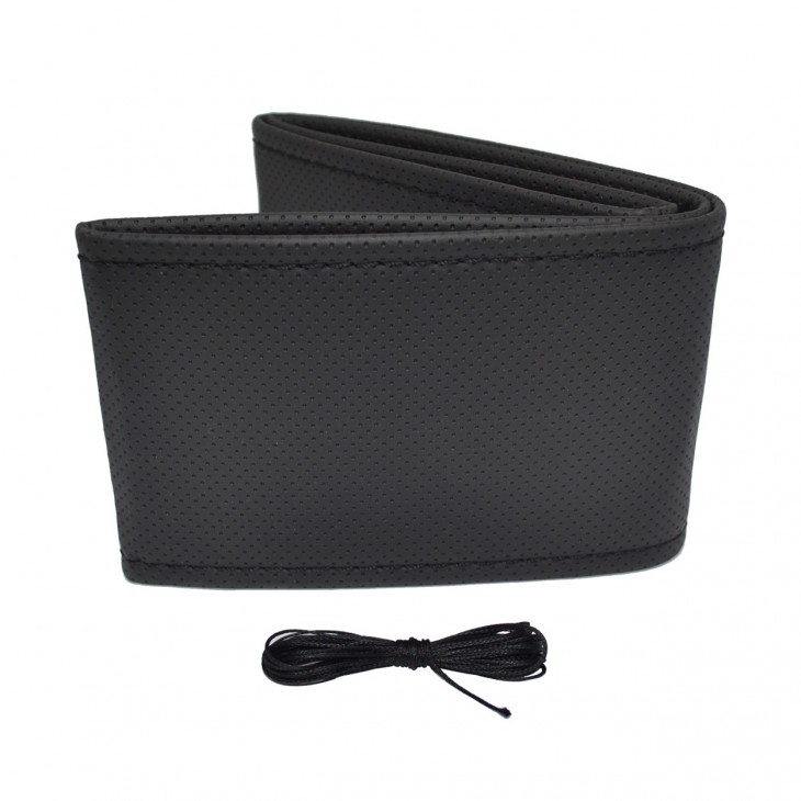 Husa volan OTOM din Piele Ecologica Perforata pentru autoturisme, diametru volan 37 - 39 cm, cu ac si ata Neagra - AVX-AMOTDK201 - OTOM
